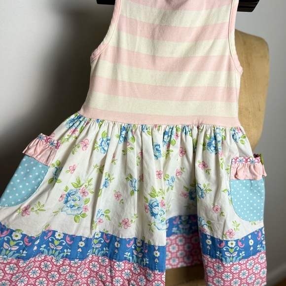 Tabitha Twinkle Greta dress size 2 sleeveless stripes and floral print - Picture 4 of 6